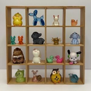 MYSTERY BOX miniature animal figurines trinkets with TAN shelf READ DESCRIPTION